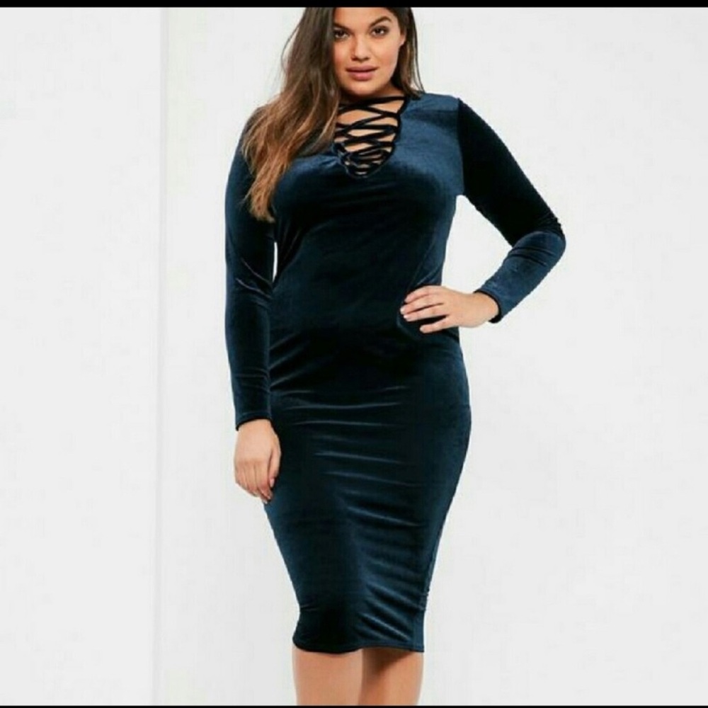 missguided velvet choker neck lace up wrap dress sz14